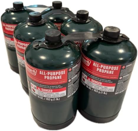 Propane Replacement Fuel Cylinders Camping- 16 Oz (6 Pack) Factory Pre-filled and Ready to Use