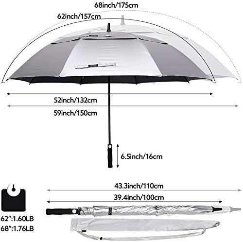 G4Free 47/54/62/68 Inch UV Protection Golf Umbrella Auto Open Vented Double Canopy Oversize Extra Large Windproof Sun Rain Umbrellas