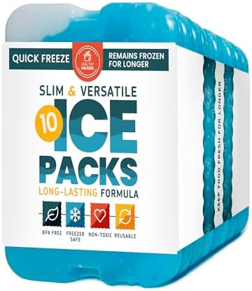 Healthy Packers Ice Packs for Lunch Boxes & Coolers - Freezer Packs - Original Cool Pack | Cooler Accessories for Beach, Camping & Fishing | Slim & Long-Lasting Reusable Ice Pack for Cooler