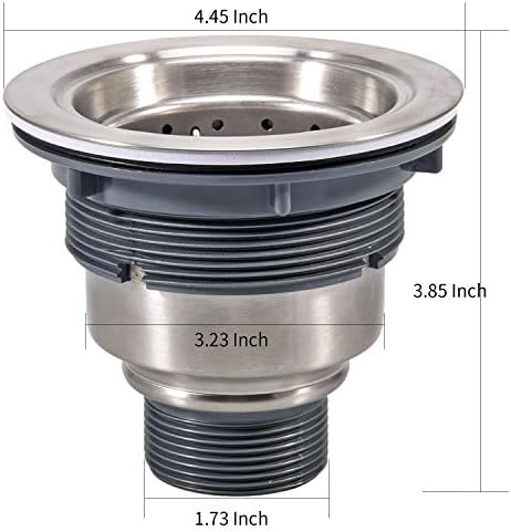 3-1/2 Inch Sink Drain Assembly Kit, Removable Deep Sink Strainer Basket with Sink Stopper/Sealing Lid for Home, Kitchen, Stainless Steel