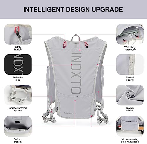 INOXTO Running Hydration Vest Backpack,Lightweight Insulated Pack with 1.5L Water Bladder Bag Daypack for Hiking Trail Running Cycling Race Marathon for Women Men