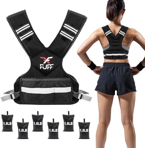 Adjustable Weighted Vest for Women & Men,4-10lb/11-20lb/20-32lb Vest with 6 Ironsand Weights for Strength Training,Weight Vest with Reflective Strip for Running Walking Exercise Workout