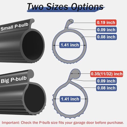 Garage Door Seal P Bulb – 16.8ft Flexible Weatherproof TPE Seal for Single-Channel Doors, Easy DIY Installation, Extreme Temperature Protection, Prevents Drafts, Noise Reduction, Saves Energy