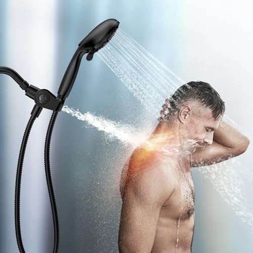 Filtered Shower Head with Handheld Combo Matte Black - Dual 2-in-1 Spa System with Massage Shower Head and 10 Modes Hand Held Shower Head, High Pressure, Built in Power Wash Mode