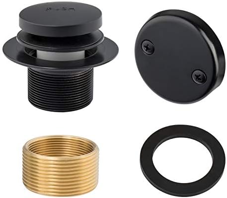 Artiwell Tip-Toe Bathtub Drains Trim Set with Two-Hole Overflow Faceplate, Replacement Bath Drain Trim Kit with 2-Hole Overflow Faceplate and Universal Fine/Coarse Thread (MATT BLACK)