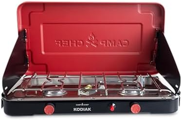 Camp Chef Mountain Series Kodiak - High Outpt Two-Burner Camp Stove - Lid Doubles as Windscreen - Portable Cooking Stove - For Outdoor Cooking - 20,000 BTU’s