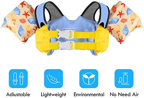 Chriffer Kids Swim Vest Life Jacket for 22-66 Pounds Boys and Girls, Toddler Floaties with Shoulder Harness Arm Wings for 2,3,4,5,6,7 Years Old Baby