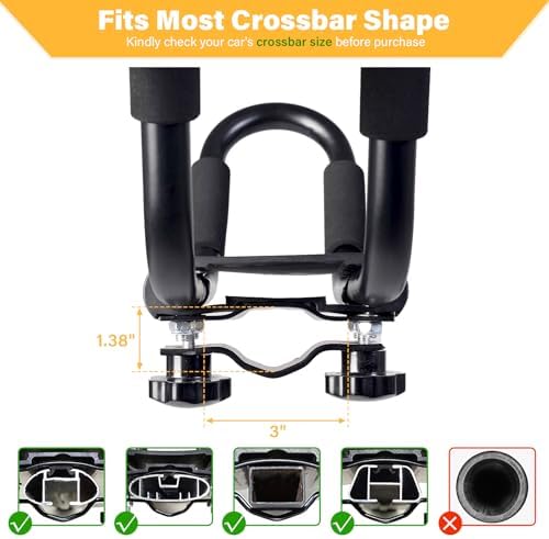 Kayak Roof Rack 2 Pairs J-Bar Carrier Holder for Canoe, SUV, Cars, Truck, Surf Ski, Car Top Mount Racks for Trip, Set of 4