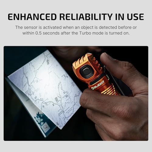OLIGHT Perun 3 Rechargeable Headlamp Flashlight, 3000 Lumens LED Headlight with Red Light, Waterproof Head Lamp with Headband for Outdoor Camping, Hiking, Working(Orange)