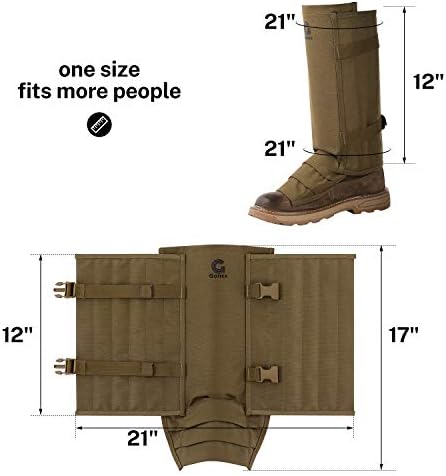 Gonex Snake Gaiters, Waterproof Snake Guards, Snake Bite Protection for Lower Legs, Snake Proof Gaiters Fit for Men & Women, Adjustable Size, Pack of 1