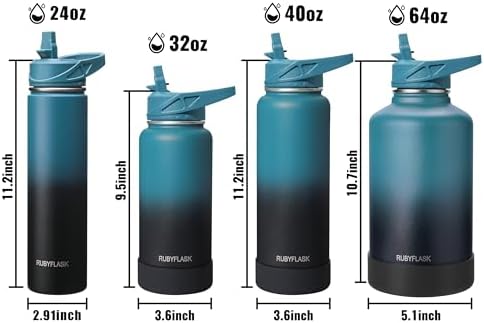 32oz Insulated Water Bottle with Straw, Stainless Steel Metal Vacuum Water Flask, Large Thermos Water bottle with Leakproof 3 Lids for Travel, Camping, Gym Sports Red