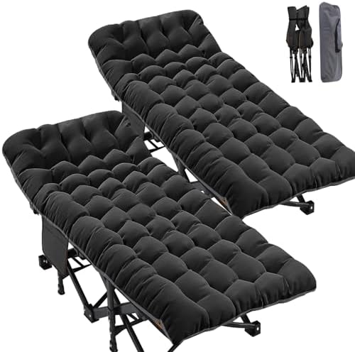 ABORON 2Pack Oversized XXL Folding Camping Cot W/Mat for Adults, 78" L x 32" W x 18" H,Heavy Duty Outdoor Bed with Carry Bag,1200 D Layer Oxford Travel Camp Cots