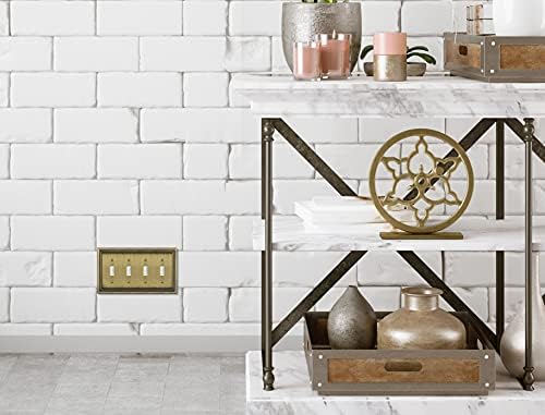 Henne Bery Sunken Pearls Heavy Duty Decorative Wall Plate Switch Plate Outlet Cover (Quad Toggle, Antique Brass)