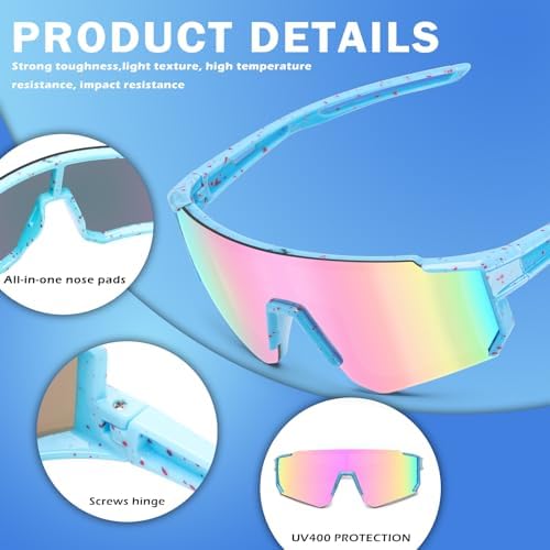 3PACK Kids Sunglasses Polarized Youth Baseball Sunglasses Boys Girls Softball Cycling UV400 Protection Goggles