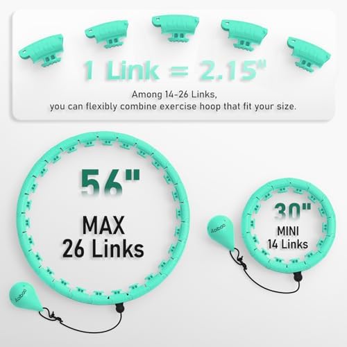 Weighted Hula Circle with 26 Links(56 Inch) for Adults Weight Loss, Infinity Fitness Hoop Plus Size, for Women Smart Exercise Equipment