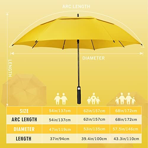 ZOMAKE Automatic Open Extra Large Golf Umbrella 51/54/62/68 Inch, Double Canopy Vented Windproof Oversize Stick Umbrellas for Rain