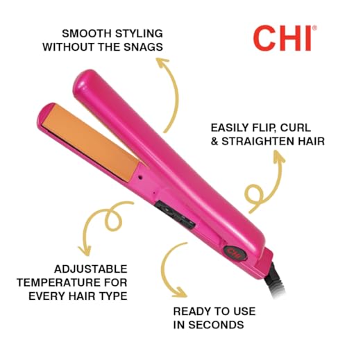 CHI Tourmaline Ceramic Hair Straightening Flat Iron | 1" Plates | Pure Pink | Professional Salon Model Hair Straightener