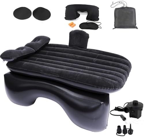 Inflatable Car Air Mattress Back Seat Bed,Thickened Car Travel Camping Air Mattress with Air Pump,Blow Up Bed Portable Car Sleeping Mattress for Car Universal SUV