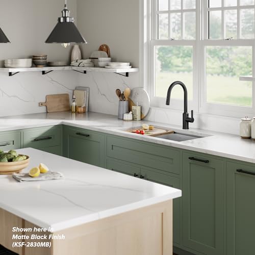 Kraus Oletto Kitchen Faucets Touchless Sensor Single Handle Pull-Down Sprayer in Brushed Brass, KSF-2830BB