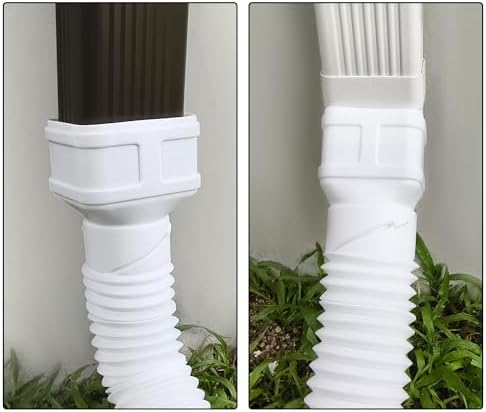 7ft Long Gutter Downspout Extensions, 3” Gutter Downspout Extender Pipe for 2"×3" Downspout and 3"×4"Downspout, Flexible Pipe Stretched Length 7ft, White,2-Pack