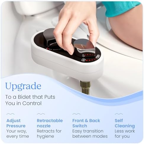 FSA/HSA Eligible Clear Rear Bidet Attachment for Toilet – Toilet Bidet with Dual Self-Cleaning Nozzles, Adjustable Spray Pressure, Easy Installation, Hygienic Bathroom Accessory