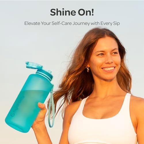 Hydracy Water Bottle with Time Marker -Large BPA Free Water Bottle & No Sweat Sleeve -Leak Proof Gym Bottle with Fruit Infuser Strainer & Times to Drink -Ideal for Fitness Sports & Outdoors