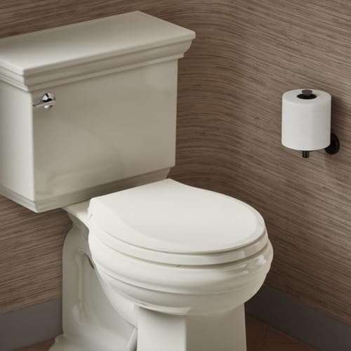 KOHLER 4639-RL-96 Cachet ReadyLatch Quiet-Close Round Toilet Seat, Soft Close Lid, Round Toilet Seat, Biscuit