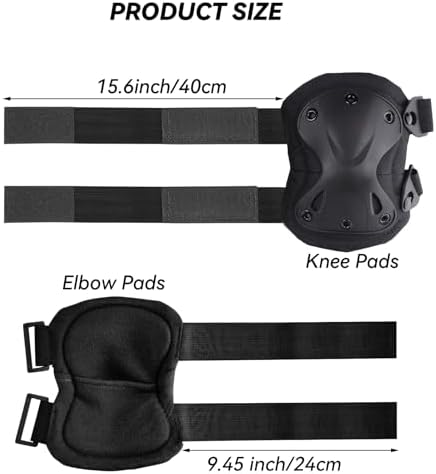 AOUTACC Tactical Combat Knee & Elbow Protective Pads Set for Outdoor CS Paintball Game Cycling Safety Skateboarding Gear Skates Knee Protection Guard Pads