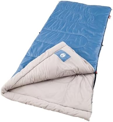 Coleman Sun Ridge 40°F Cool-Weather Sleeping Bag, Lightweight Adult Sleeping Bag with Soft Trim & Draft Tube, Machine Washable