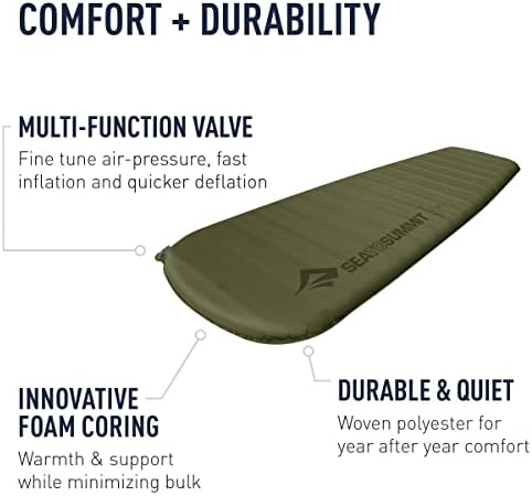 Sea to Summit Camp Plus Self-Inflating Foam Sleeping Mat for Camping, Tapered - Large (78 x 25 x 3 inches)