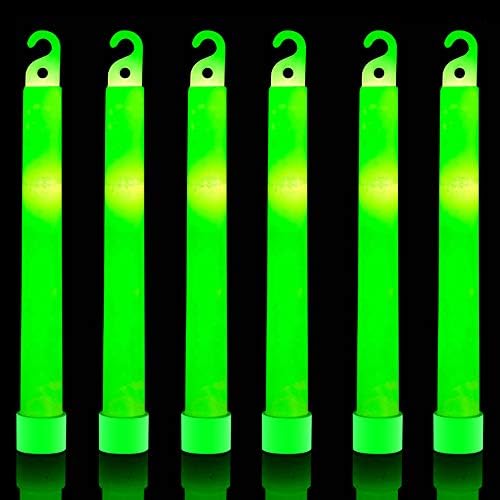 32 Ultra Bright 6 Inch Large Green Glow Sticks - Chem Lights Sticks with 12 Hour Duration - Camping Glow Sticks, Emergency Glow Sticks For Storms Blackouts - Glowsticks for Parties and Kids Activities