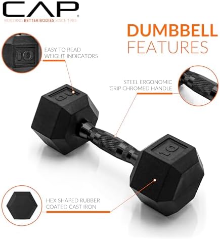 CAP Barbell Coated Dumbbell Weight | Multiple Options Pairs & Sets