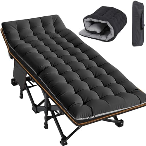 Slsy Oversized XXL Camping Cot for Adults with Mattress, Portable Sleeping Cots, Camp Bed with Carry Bag for Outdoor Travel, Beach, Hiking