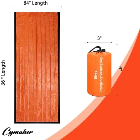 Emergency Sleeping Bag Survival Bag, Cymuber Portable Waterproof Thermal Bivy Sacks Tac Bivvy Bags,Camping Mylar Sleeping Bag Survival Gear Emergency Blankets Survival Shelter
