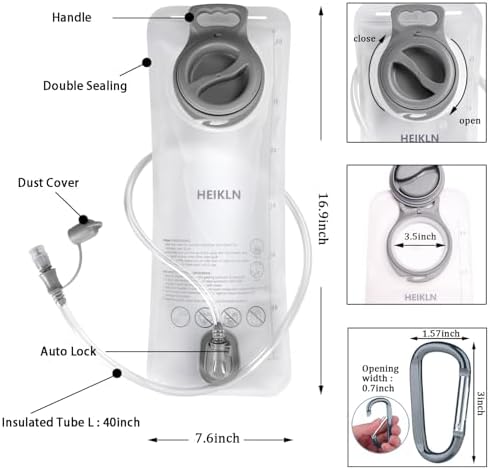 Hydration Bladder 2L-3L,Leak Proof Water Reservoir, BPA Free Military Water Storage Bladder Bag Hydration Pack Replacement Easy Clean for Bicycling Hiking Camping Hunting Running