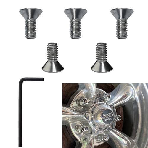 Ctuoptuo 𝟓 𝐏𝐜𝐬 of 970076 Wheel Center Cap Screws Allen Head & Allen Wrench, Fit for American Racing Torq Thrust Wheels
