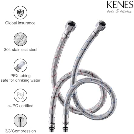 KENES Chrome Bathroom Faucet Single Handle Bathroom Sink Faucet Lavatory Vanity Faucet with Pop Up Drain & Water Supply Lines LJ-9031-5