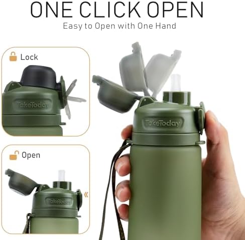 Collapsible Water Bottles 20oz, Leak Proof, BPA-Free, Foldable Silicone Travel Water Bottle with Straw Strap for Cycling, Hiking, Outdoors