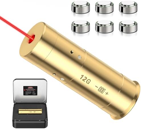 EZshoot Bore Sight 243 308/223 5.56mm/ 9mm/12-Gauge Red Laser Boresighter with Extra Batteries