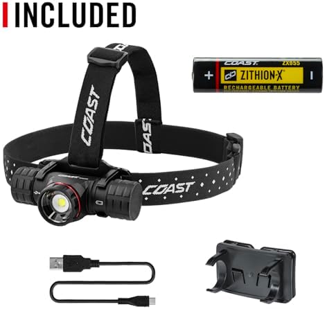 Coast® XPH34R 2075 Lumen USB-C Rechargeable-Dual Power LED Headlamp withPURE Beam® Twist Focus™ and Magnetic Base