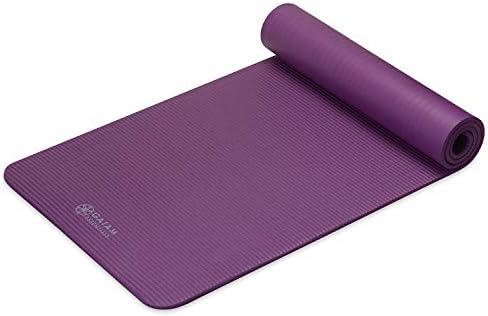 Gaiam Essentials Thick Yoga Mat Fitness & Exercise Mat with Easy-Cinch Yoga Mat Carrier Strap, 72"L x 24"W x 2/5 Inch Thick