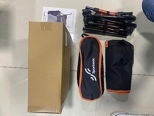 Sportneer Camping Chairs, Lightweight Outdoor Chairs with 2 Side Pockets & Storage Bag, Foldable & Portable Lawn Chairs for Camping Hiking Lawn Picnic Beach Outdoor Travel (1, Orange)