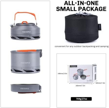 Fire-Maple Feast 4 Piece Camping Cookware Cookware Cookware Kit Outdoor Cookware Set with Pots, Kettle, Saucepans and Spatula for Hiking Fishing Picnic