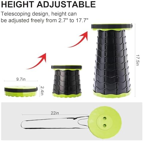 Upgraded Foldable Stool Thickened, Portable Collapsible Stool Retractable Stool for Fishing, Hiking Tours, BBQ, Parties, Outdoor Activities (Olive Green)