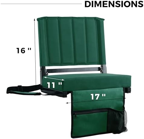 SPORT BEATS Stadium Seats with Back Support Bleacher Chairs with Back and Cushion Thick Padded Bleacher Seats Includes Shoulder Strap