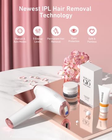 Hair Removal Device, IPL Hair Removal, Laser Hair Removal for Women and Men 999,999 Flashes Permanent for Facial Facial Legs Arms Bikini Line Whole Body Use at-Home(Model: TFDA06S-A)