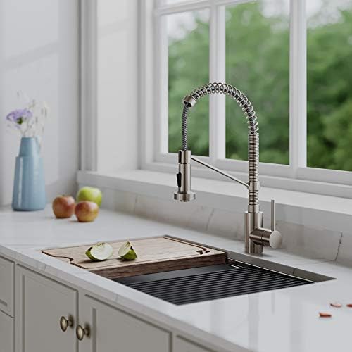 KRAUS Bolden Commercial Style 2-Function Single Handle Pull Down Kitchen Faucet in Spot-Free Stainless Steel, KPF-1610SFS