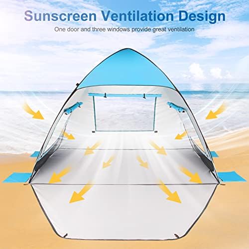 TOBTOS UPF 50+ Pop Up Beach Tent, Easy Set Up Beach Umbrella, Sun Shelter for 2-3 People UV Protection Portable Sunshade, Baby Canopy Cabana, Lightweight with Carry Bag