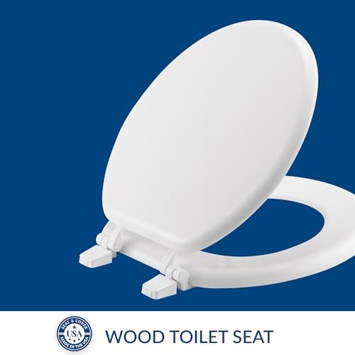 Bemis 400TTA Economy Durable Wood Toilet Seat, Made in USA, Round, White