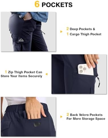 TBMPOY Women's Hiking Cargo Pants Lightweight Water Resistant Quick Dry Fishing Camping Travel Work Pant with 6 Pockets
